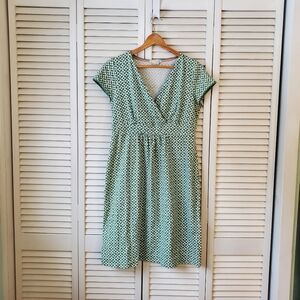 Boden Green White Geometric Pinwheel Short Sleeve Mini Wrap Dress Women's M/8